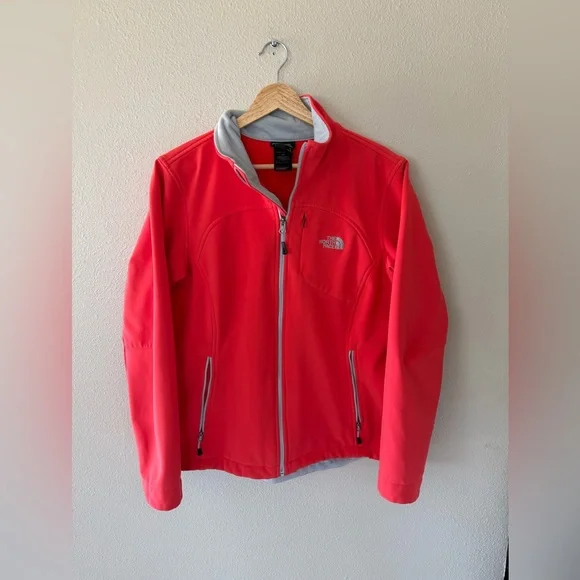The North Face Soft Shell Coral Pink Apex Bionic Fleece Lined Jacket Size L - Picture 2 of 9